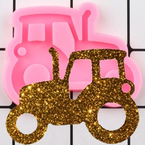 Shiny Tractor Necklace Jewelry Epoxy Silicone Mold Car Craft Custom Keychain Polymer Clay Pendant DIY Handmade Jewelry Molds