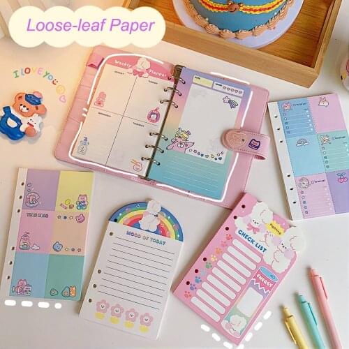 50 Sheets A6 Kawaii Loose-leaf Paper 6 Holes Filling Paper Cartoon Weekly Daily Planner Line Journal Notebook Paper Stationery