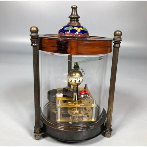 GY Antique Cloisonne Clock European-Style Clock Classical Mechanical Watch Pure Copper Dragonfly LADYBIRD