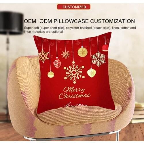 Christmas Pillow Case Photo Custom Cushion Cover Sofa Santa Elk Snowflake Pattern Single-side Home Christmas Decoration Gift