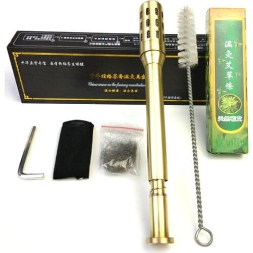 Pure Copper 0.7cm diameter moxibustion rod for eye and facial massage moxa beauty spa with 30pcs moxa stick