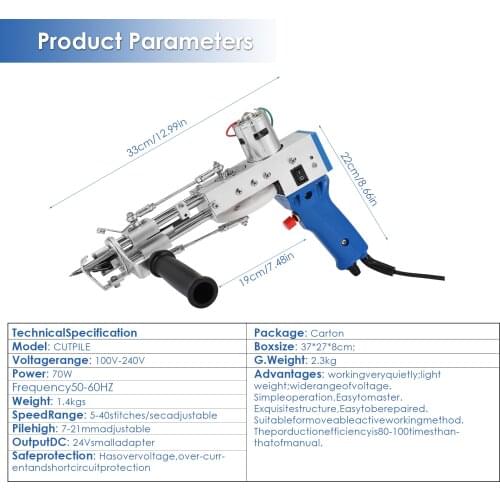 Electric Carpet Tufting Gun Hand Gun Carpet Weaving Flocking Machines Weaving Flocking Machines Loop Pile Cut Pile TD-01 TD-02