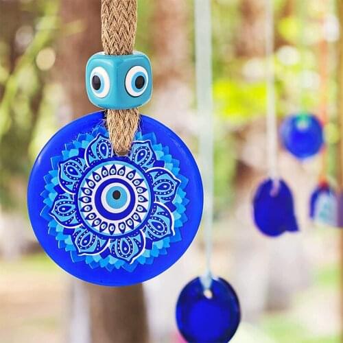 H&D Handmade Mandala Evil Eye Decor Pendant Home Wall Art Hanging Glass Turkish Amulet Decorative Ornament Great Gift for Friend