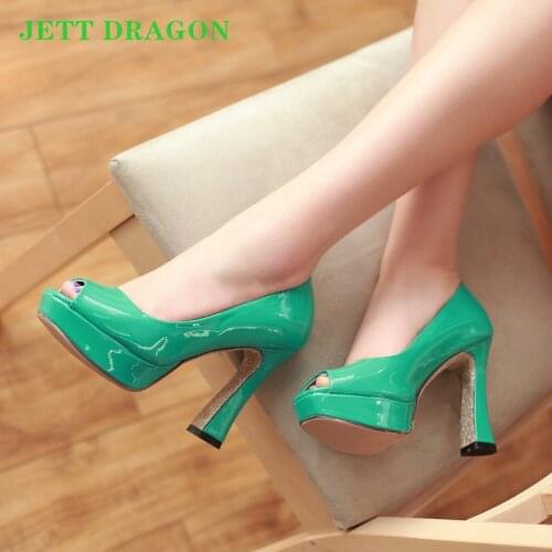 JETT DRAGON Womens Sandals Summer The New Fashion Fish Mouth Open Toe Thick Heel High Heel Womens Shoes Black White Red Size 8