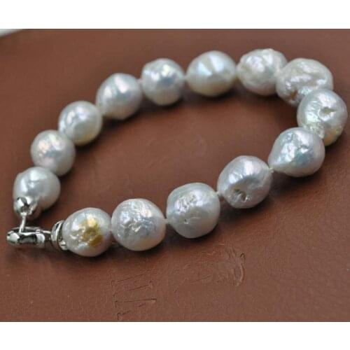 11-14mm Fine luster Natural color Kasumi cultured pearl bracelet Free shipping