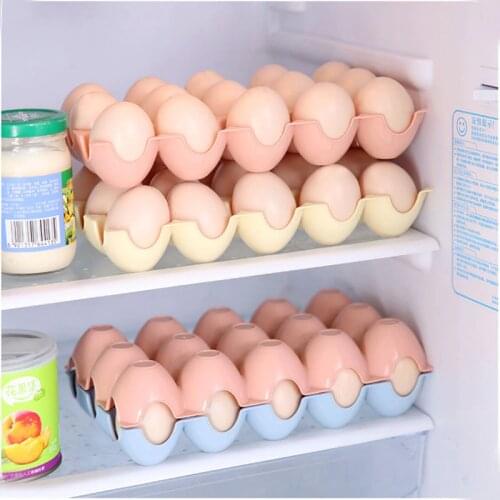 ERMAKOVA Fridge Egg Storage Box 15-Grid Plastic Egg Tray Holder Organizer Box Container Egg Dispenser for Refrigerator Capacity