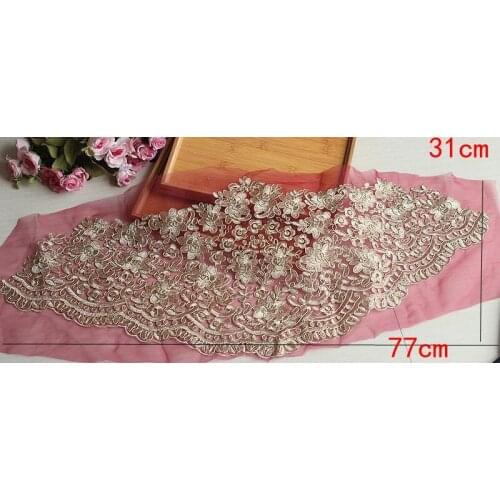 Gold Lace Trim High Quality Wedding Lace Trim Embroidered Retro Lace Bridal 31cm Wide