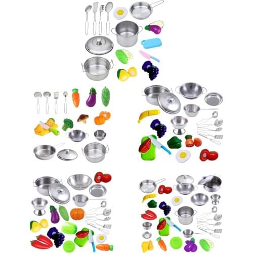 Simulation Baby Pretend Play Cookware Stainless Steel Casserole Game Spoon Miniature Food Utensils Set Preschool Play