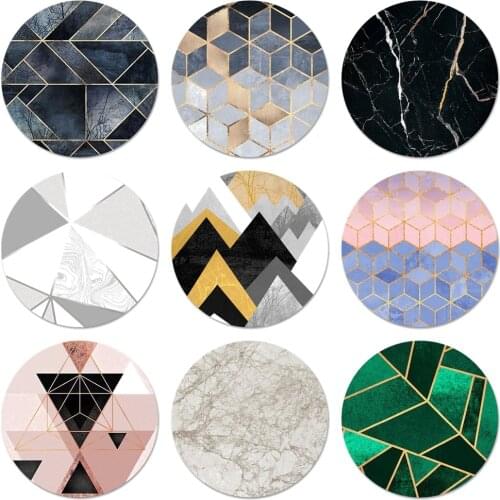Marble Line Luxury Icons Pins Badge Decoration Brooches Metal Badges For Backpack Decoration 58mm