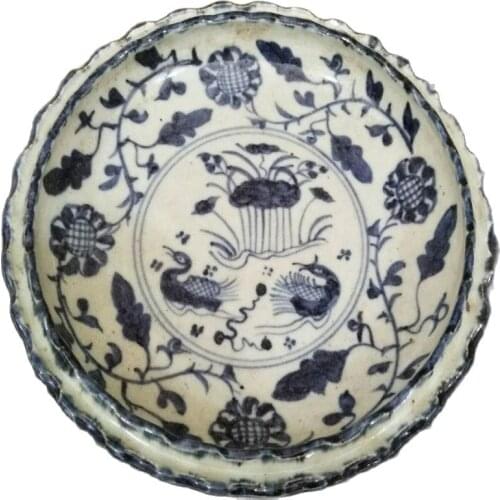 Daming Zheng de annual blue and white flowers, lotus flowers, mandarin ducks, flower plates, fruit plates, all hand made antique