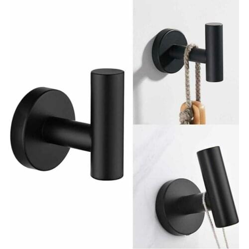 Wall Hook Moisture-proof Matte Black Key Towel Rack Punch-free Stainless Steel Wall Storage Holder Hanger Home Storage Supplies