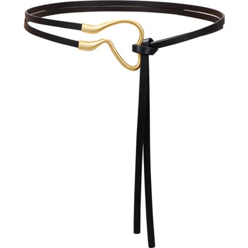 New Design Knot Belts HOT Long Soft PU Leather Vintage Buckle Belt Double Layer Punk Brown Waist Strap Dress Sweater Women Party