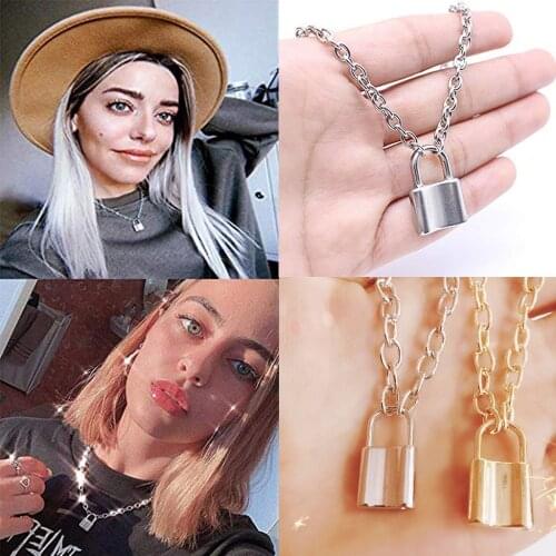 Rock Choker Lock Necklace Layered Chain On The Neck With Lock Punk Jewelry Mujer Key Padlock Pendant Necklace Jewelry Gift