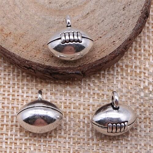 21pcs 13x13mm antique silver American football rugby charms diy retro jewelry fit Earring keychain hair card pendant