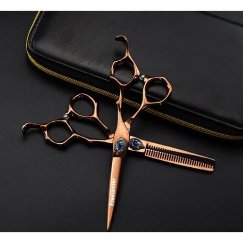 Profeesional Hair Scissors Cutting Scissors rectangle screw Green stone 6 INCH with bag
