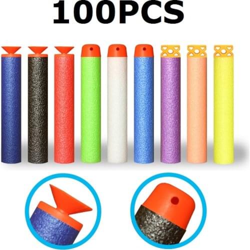 100 PCS EVA Soft Hollow Round Head Sucker Refill Darts Bullets For Nerf EVA Military Gift Gun Bullet Toys Xmas Children Gift