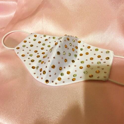 Colorful Crystal Wedding Mask Hang-ear Face Jewelry For Women Blended Fabric Shading Masks Decoration Bridal Accessories