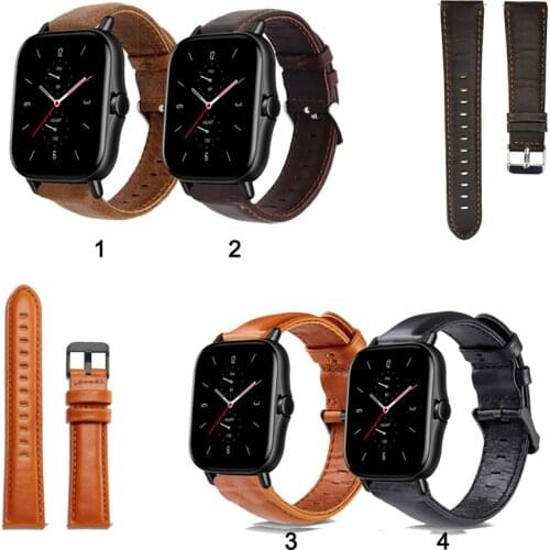 20mm 22mm Replacement Band Genuine Leather Strap for Huami Amazfit GTS 2e GTS2 mini for Huami Amazfit Bip Lite S U Strap Bands