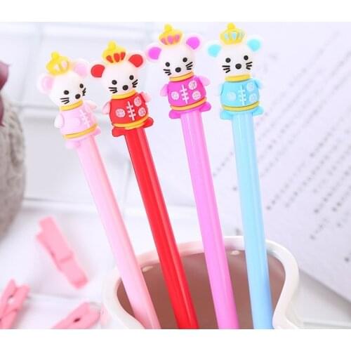 20 PCs Cute Student Pen Creative Cartoon Festive Rat Water Pens Quality Learning Stationery Office Supplies Pen Wholesale