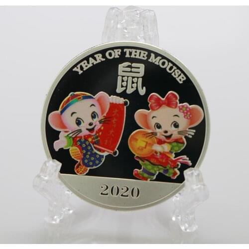 2020 Year of the Rat Silver Coin Commemorative Chinese Zodiac Souvenir Non-currency Coins Lunar Calendar Collection