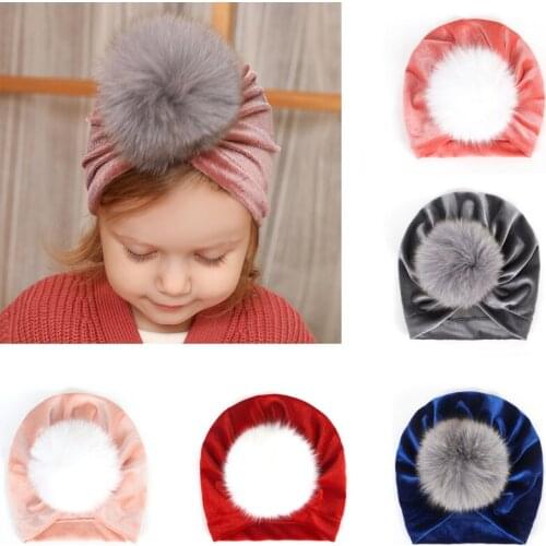1-3T Beanies Baby Hat Pompon Winter Children Hat Velvet Cute Cap For Girls Boys Casual Solid Color Girls Hat Baby Beanies