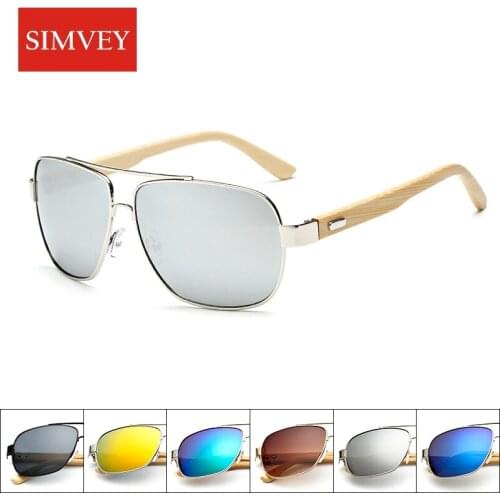 Simvey Classic Retro Pilot Wooden Bamboo Sunglasses Brand Designer Men Women Driving Sun glasses UV400 Goggle Oculos de sol