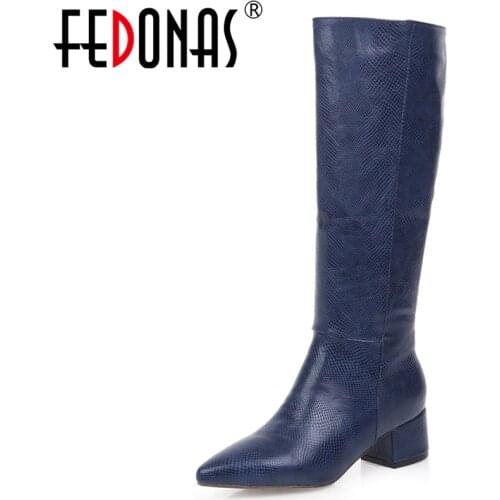 FEDONAS Euro Style Plus Size Female High Heels Fashion Party Night Club Shoes Woman Winter Warm Women Knee High Western Boots