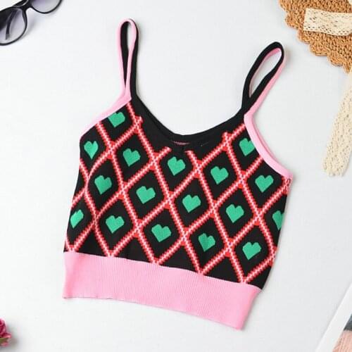 HELIAR Women 2021 Summer Sweet Heart Tops Y2k Tops Cute Women Camis Geometric Camis Cute Cute Women Tops