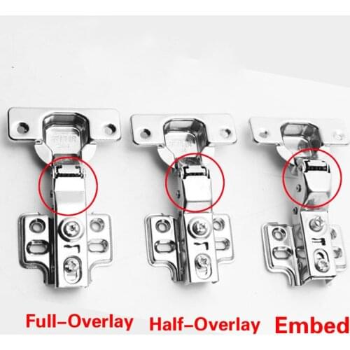 1Pcs Cabinet Hinge Stainless Steel Cupboard Door Hinges Wardrobe Damper Closer Kitchen Furniture Full-Overlay Half Overlay Embed