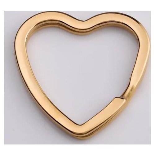 10pc mirror polish stainless steel Split Ring Heart Keychains Key Chain Ring Split Rings Unisex Keyring Keyfob Accessories DIY
