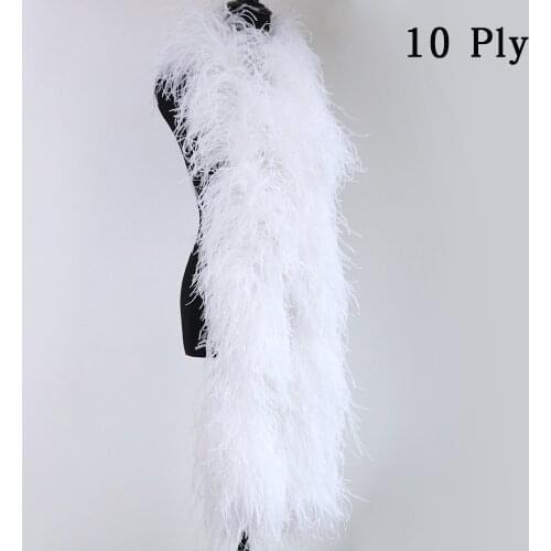 10Ply White Ostrich Feathers Boa Wedding Dress Fluffy Plumes For Clothes Shawl Decoration Crafts Wholesale