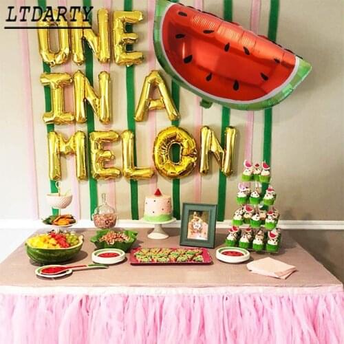 Summer 16Inch One In A Melon Fruit Foil Balloons Watermelon Helium Air Balls Baby Shower Watermelon Luau Party Decoration Party