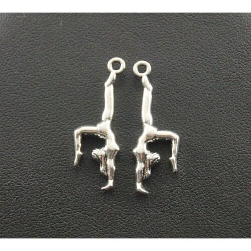 30 pcs Silver Color Metal Alloy 3D gymnastics charms 30x10mm Fit Jewelry Making A51