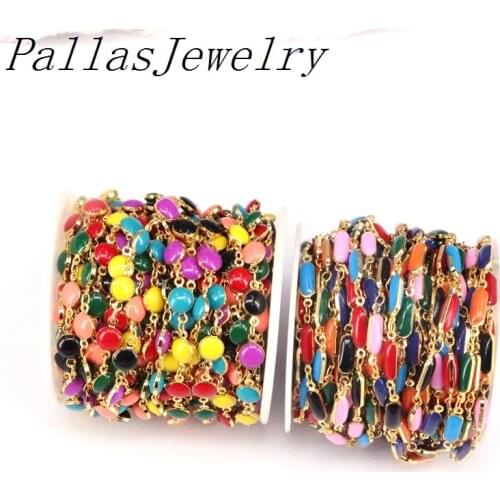 5 Meters, Colorful Enamel Round Beads Chains for DIY Jewelry Making Necklace Findings Bracelet Choker Accessories