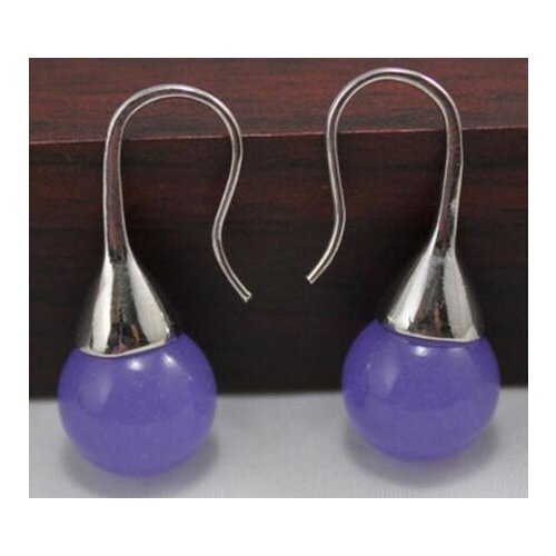 5 color 12mm purple/red/blue/pink/orange Natural jade hook earrings