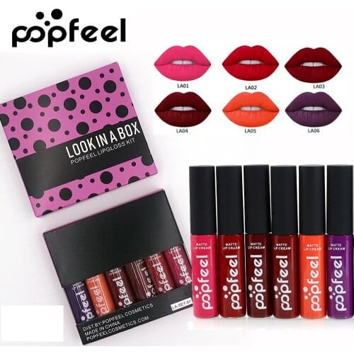 6Pcs/set Matte Lip Gloss Red Velvet Nude Makeup Waterproof Liquid Lipstick Lipgloss Set Long Lasting Colorful Lip Kits Makeup