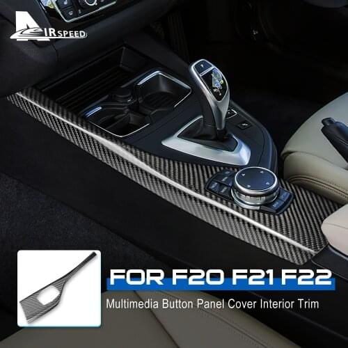 AIRSPEED LHD for BMW 1 2 Series F20 F21 F22 Accessories Real Carbon Fiber Sticker Car Multimedia Knob Panel Cover Interior Trim