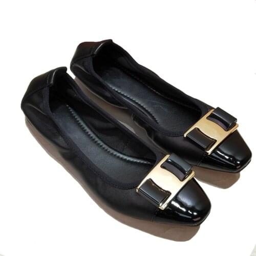 Genuine Leather Slip On Ballet Flats Shoes For Women Metal Decoration Womens Sneakers Fashion Comfortable Maternity Shoes 2021