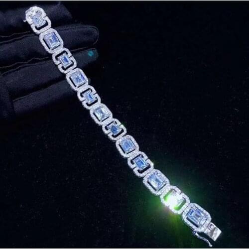 925 sterling silver with cubic zircon bracelet rectangle normal style fine women jewelry luxury 7 inches high quality