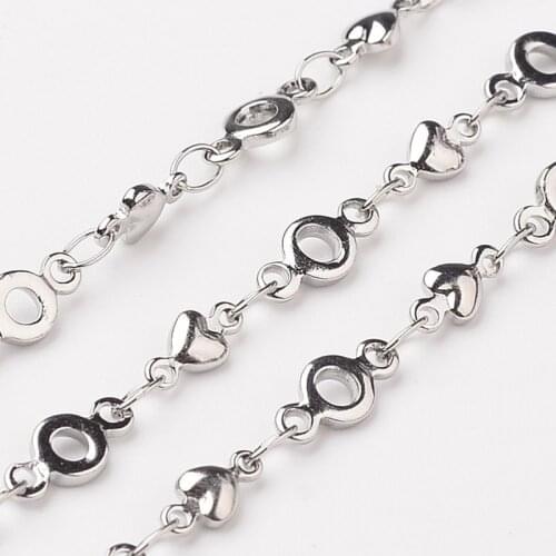 10m/lot 304 Stainless Steel Link Chains jewellery DIY making supplies, Decorate Chain,with Dolphin/Donut/ Cross /Oval Connector