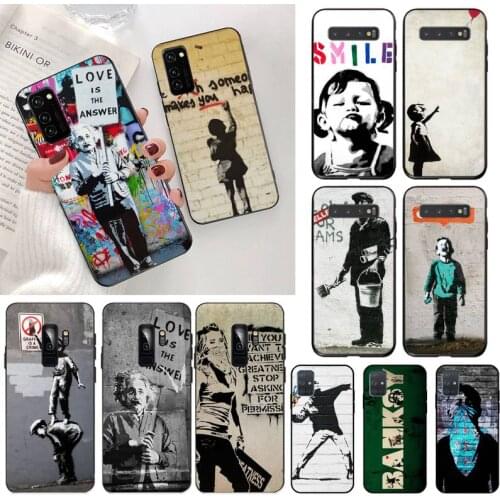 YJZFDYRM Banksys Graffiti art Shell Phone Case for Samsung S20 plus Ultra S6 S7 edge S8 S9 plus S10 5G lite 2020