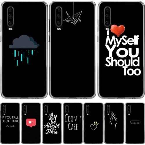 Black Minimalist Text Smart Phone Case for Huawei P30 P40 P20 P10 Mate 20 10 30 Lite Pro P Smart Z Plus + Art Luxury Cover Coque