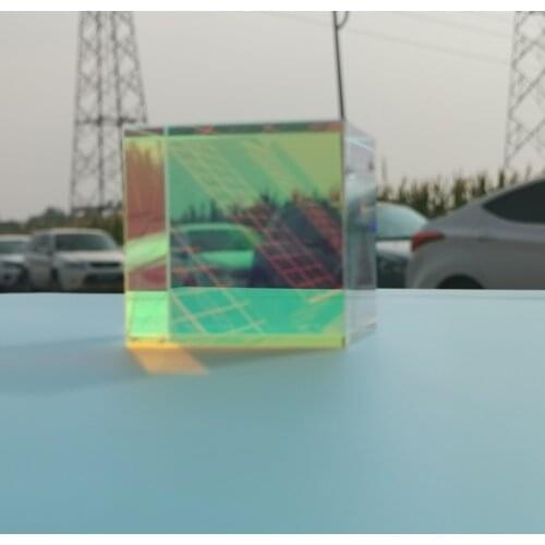 Dichroic Glass 45mm Optical Color Prism Six-sided Light K9 Crystal for Teaching Experiment Laser Cube Rainbow Glass Wholesale