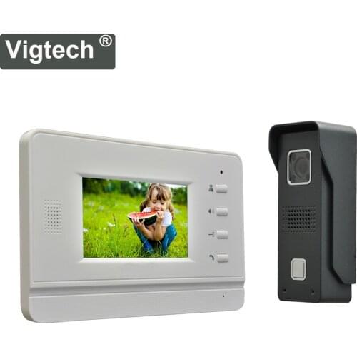 Vigtech Home Wired Cheap 4.3' Inch LCD Color Video Door Phone DoorBell Two-Way Intercom System Kit Wired IR Night Vision Camera
