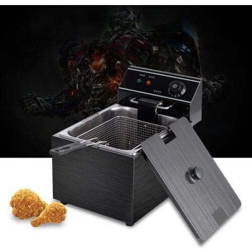 Electric Grill Frying pan cylinder commercial thickening fryer Fried chicken/dough sticks 8L furnace French fries machine