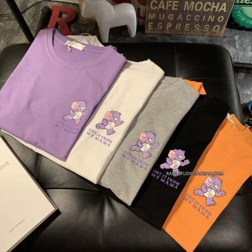 Summer Fashion Men Women Loose Casual TShirt Cotton Harajuku Kawaii Little Bear Anime Short Sleeved Oversized T-shirts Tops Y2k