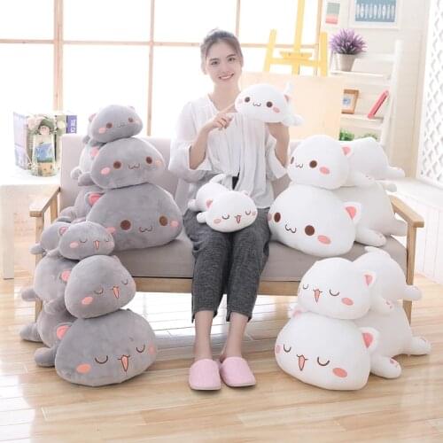 Kawaii Lying Cat Plush Toys Stuffed Cute Cats Doll Lovely Animal Pillow Soft Cartoon Toys for Children Girls Christmas Gift