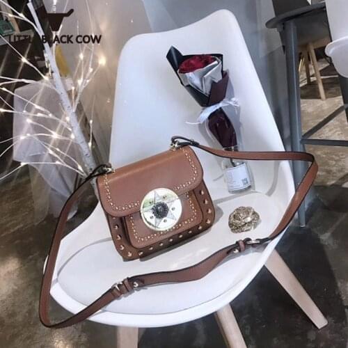Rivet Shoulder Small New Bag Women High Quality Fashion Designer Messenger Bag Female Retro Mini Crossbody Handbag Ladies