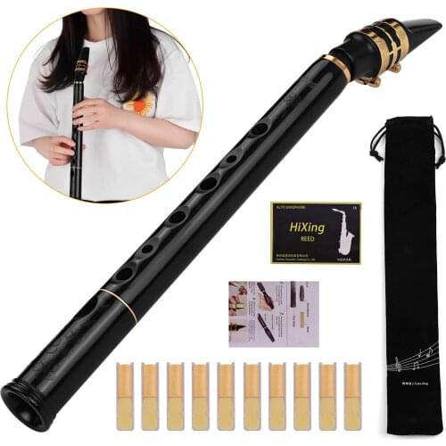 HiXing C Key Mini Pocket Saxophone Sax ABS Material with Mouthpieces 10pcs Reeds Carrying Bag Woodwind Instrument