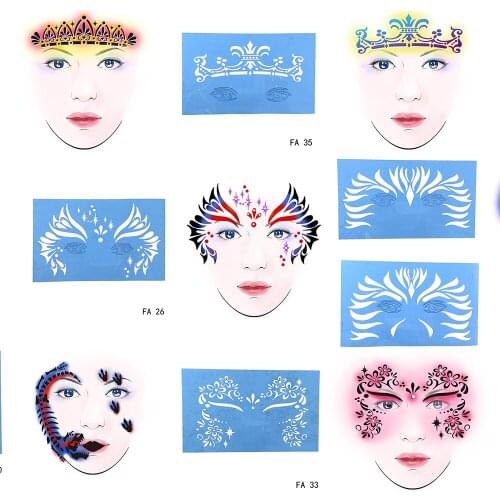 OPHIR Reusable Soft Face Paint Stencil Temporary Tattoo Template For Halloween Party Facial Design FA26303132333536